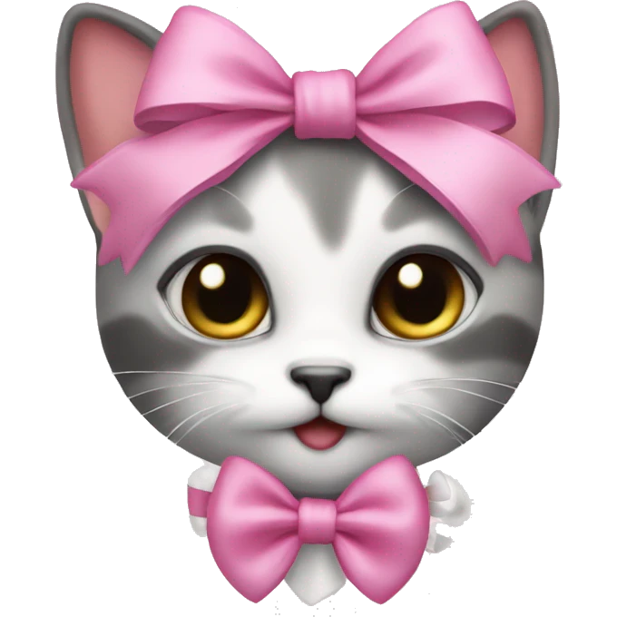 kitten wish pink bow emoji