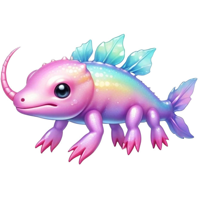 Sparkly glossy Pastel iridescent glass axolotl emoji