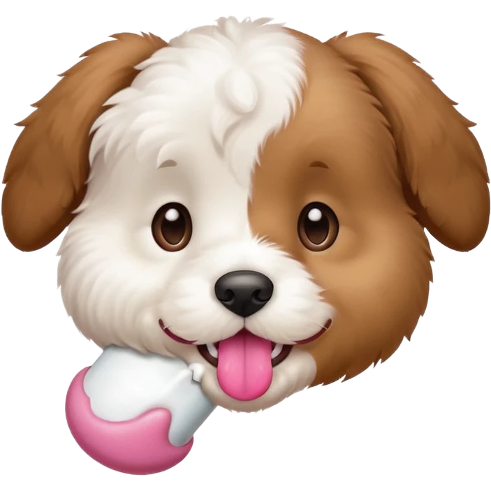 puppy face with white bone in mouth emoji