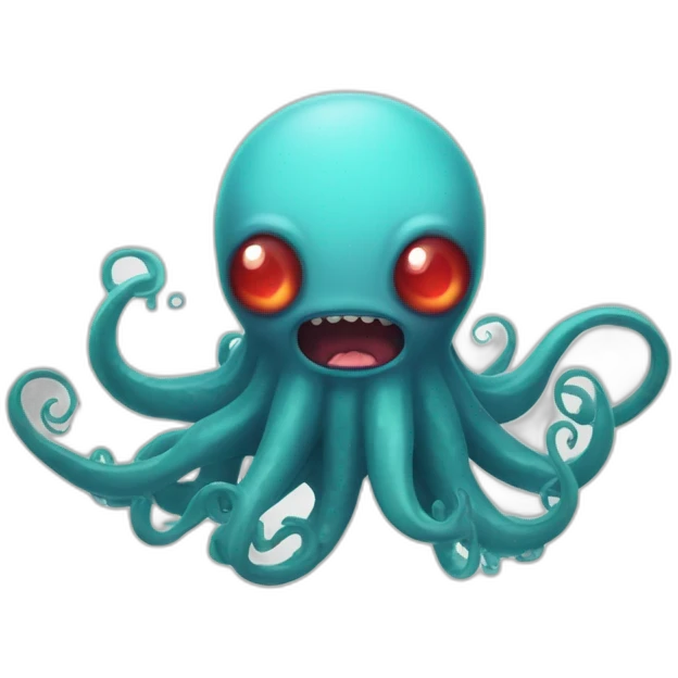 a cute kraken with bloodshot eyes that screams emoji