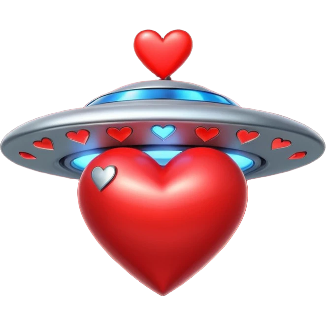 ufo stealing heart flying over heart emoji