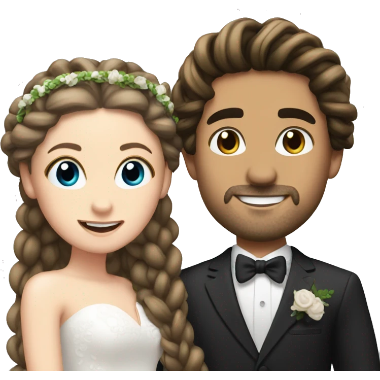 hot spanish man with braids and a brunette white girl at their wedding emoji