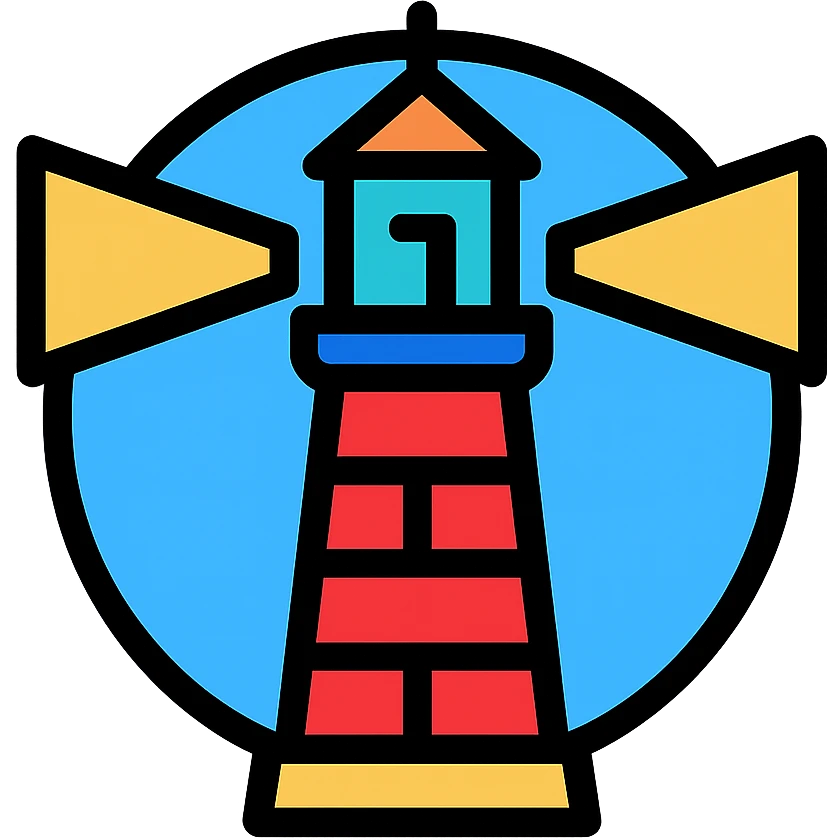 lighthouse in a circle frame emoji