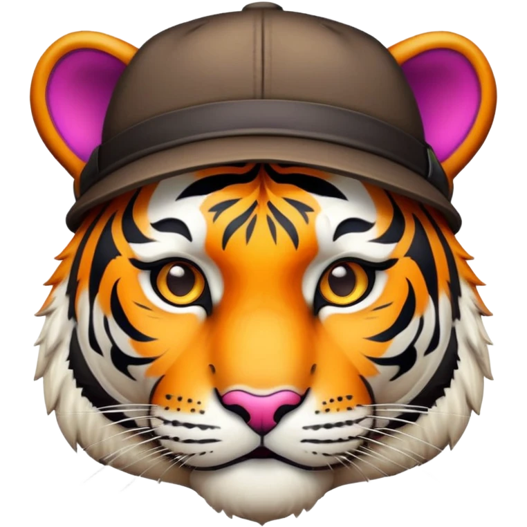 tiger face wearing stylish hat for Twitch emote emoji