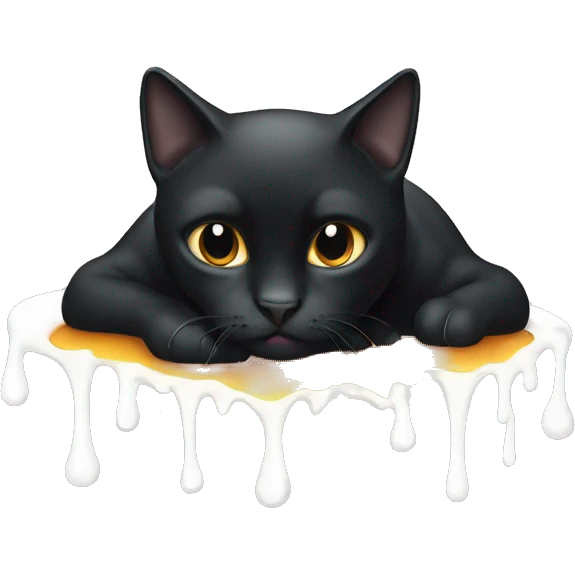 black cat melting in white emoji
