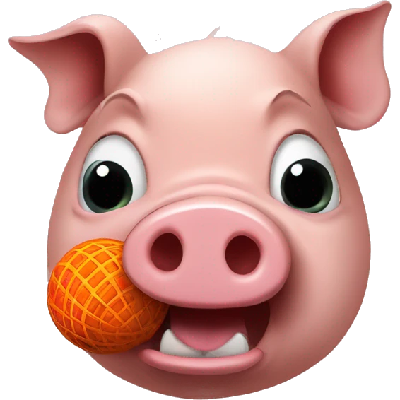 Pig with racquetball in it’s mouth emoji