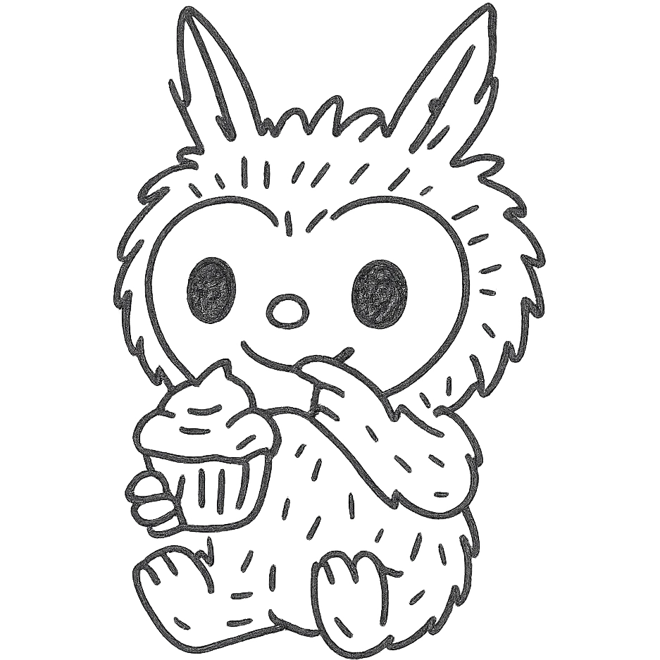 labubu eating a cupcake emoji