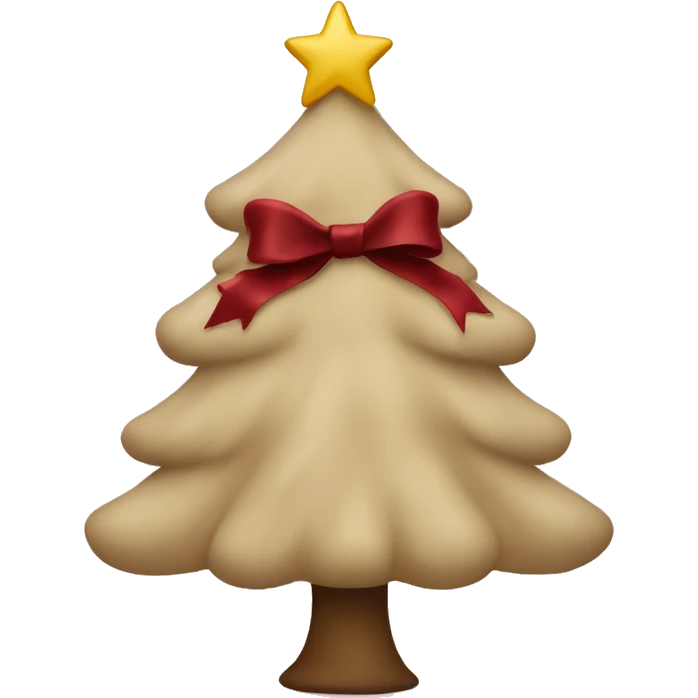 Beige christmas tree with dark red bow on top emoji