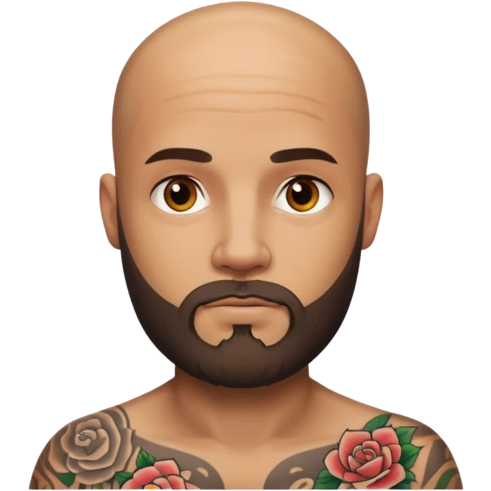 bald man with a beard and many visible tattoos emoji
