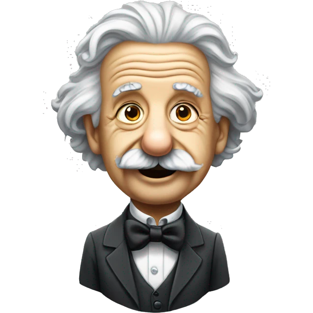 a mischievous looking albert Einstein full body wearing a bow tie emoji