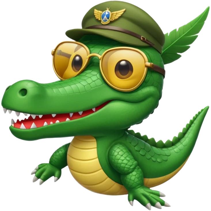 Cocodrilo con alas de avión  emoji