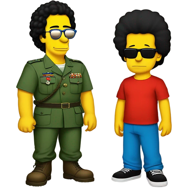 Photo realistic, Muammar Gaddafi with Bart Simpson emoji