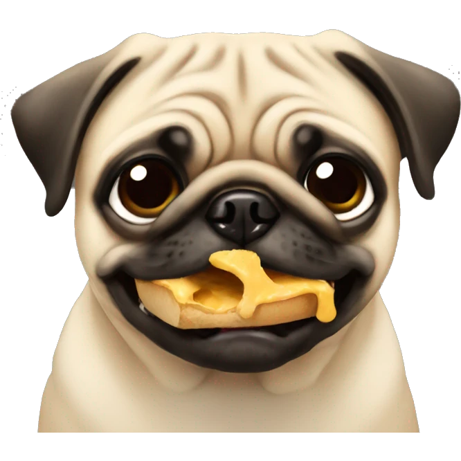 Pug eating  emoji