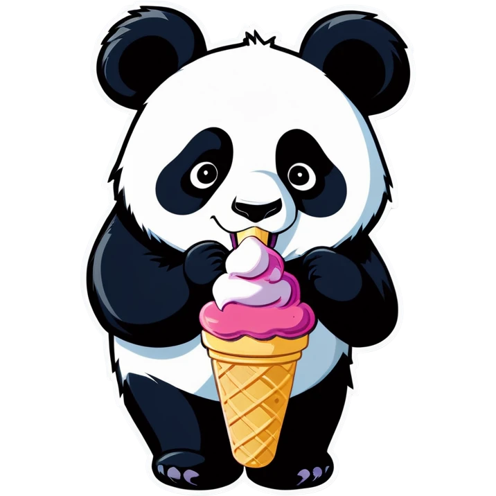 Panda eating ice cream emoji