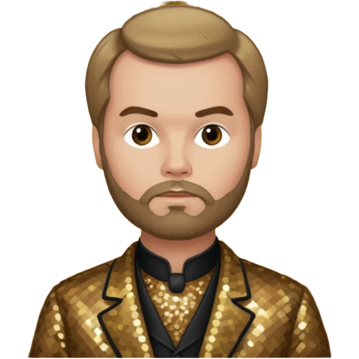 Paul Verlaine with dark blonde hair, bronze sequin outfit  emoji