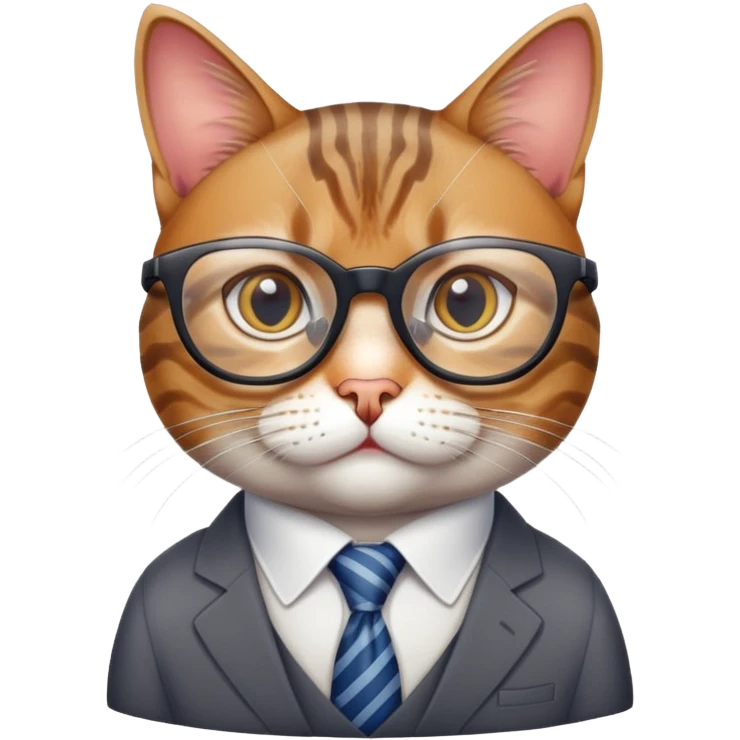 Cat with glasses looking like an office boss, professional business cat emoji