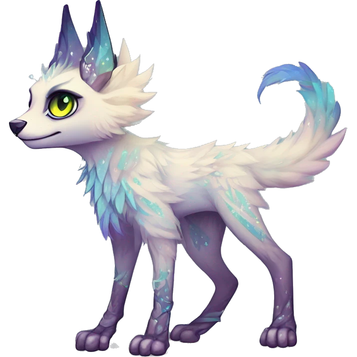 Cool cute Kawaii edgy ethereal futuristic modern epic fantasy animal sparkle fursona Fionbri creature by griffsnuff & LiLaiRa & Falvie full body emoji