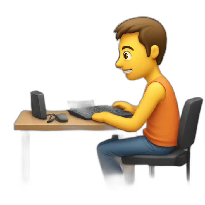 homme qui joue avec son pc emoji