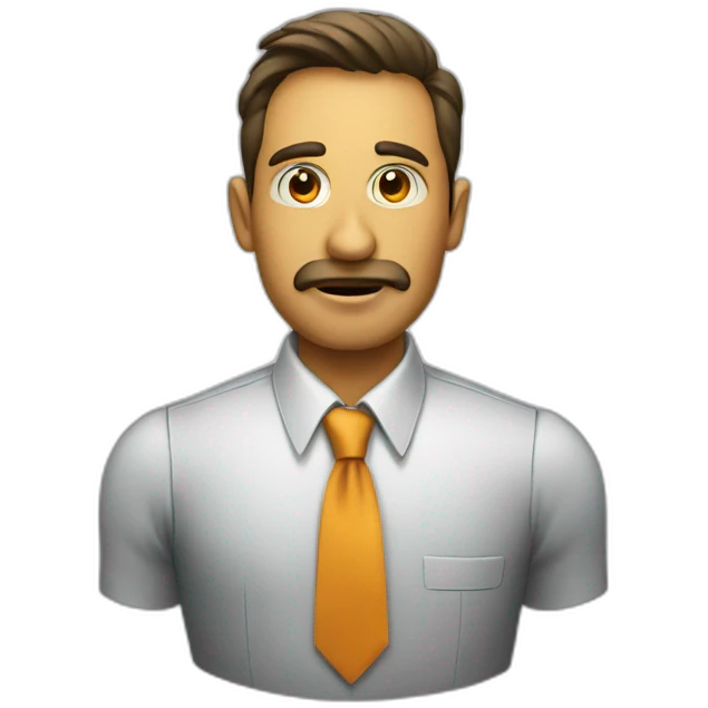 Front Portrait a fish face, featuring expressive visage, talking. with a sleek shirt and tie like a salesman emoji