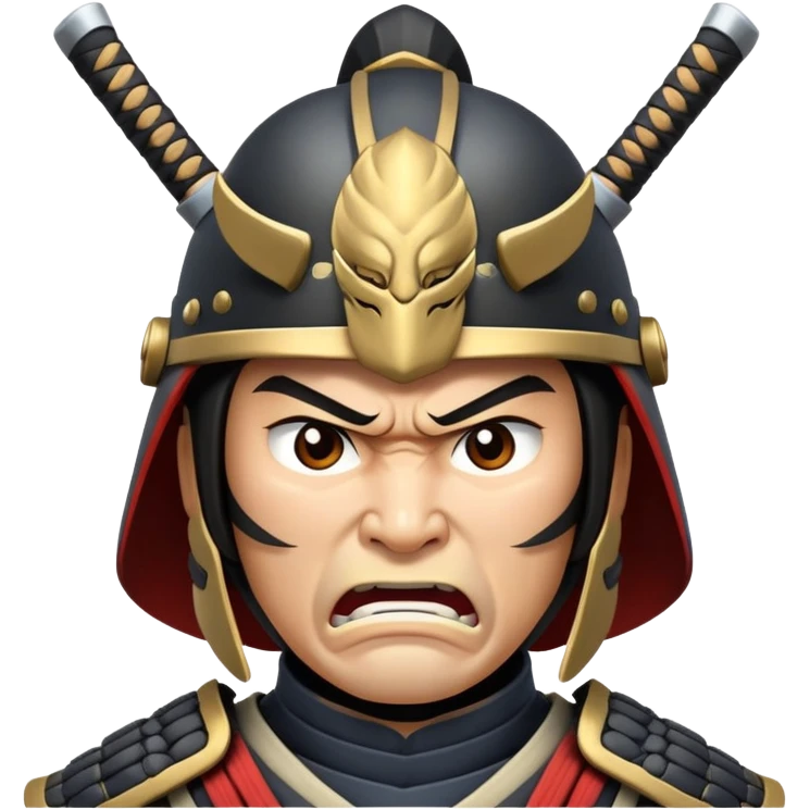 angry samurai warrior with helmet and armor emoji