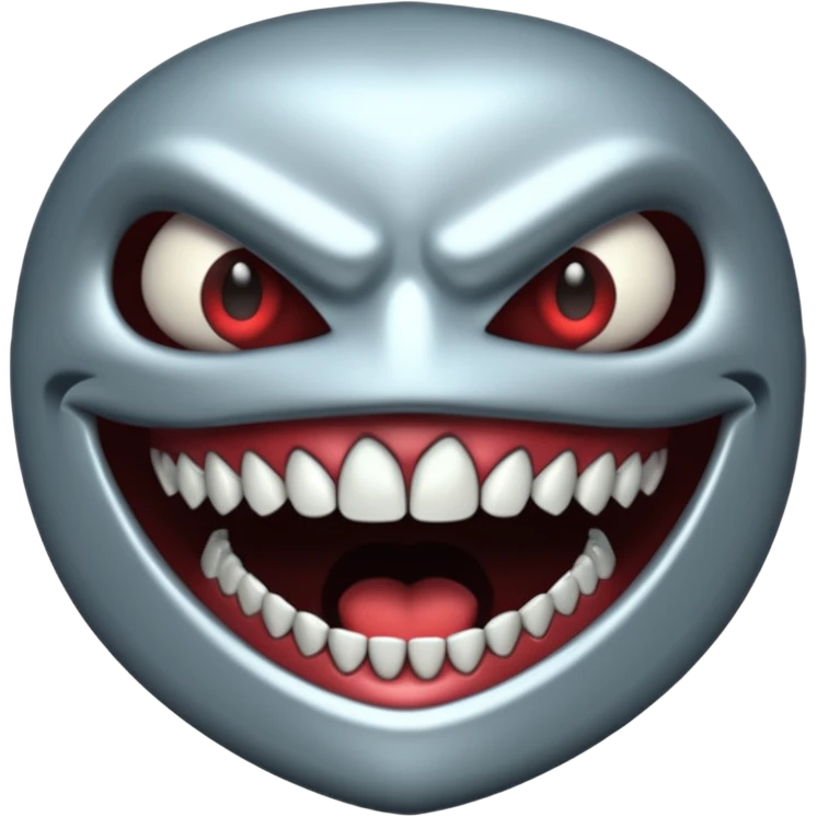 metallic only teeth with sharp fangs, chrome texture, dark shadows emoji