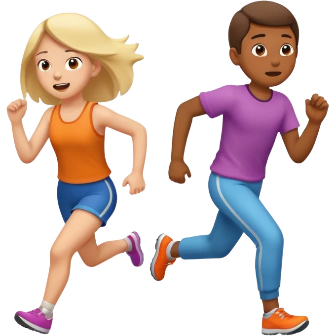 humorous scene: girl farting, boy running away, lively and colorful, ios emoji style emoji