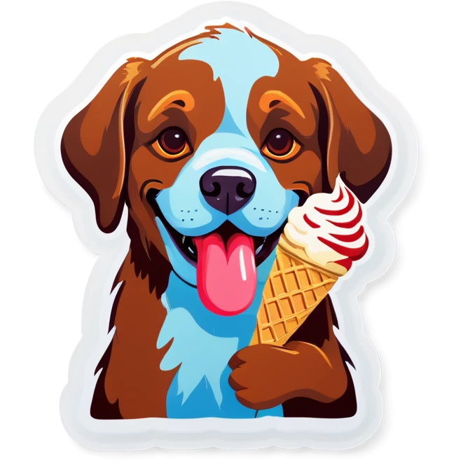 Dog eating ice cream emoji