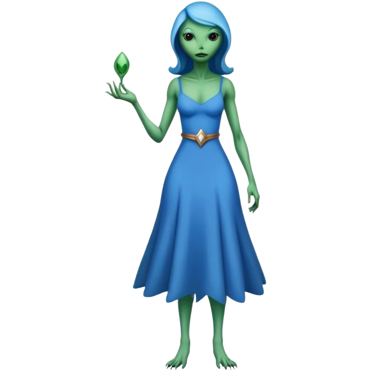 a reptilian alien woman full body, in blue dress emoji