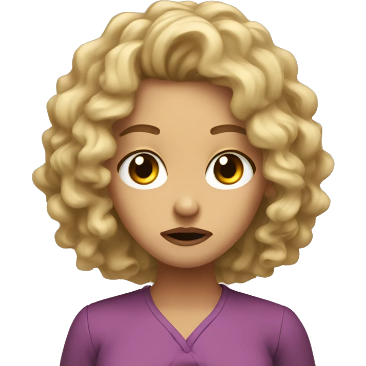 Dirty blonde girl with curly hair making disgusted face  emoji