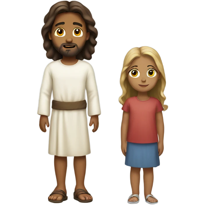 Girl  standing by Jesus emoji
