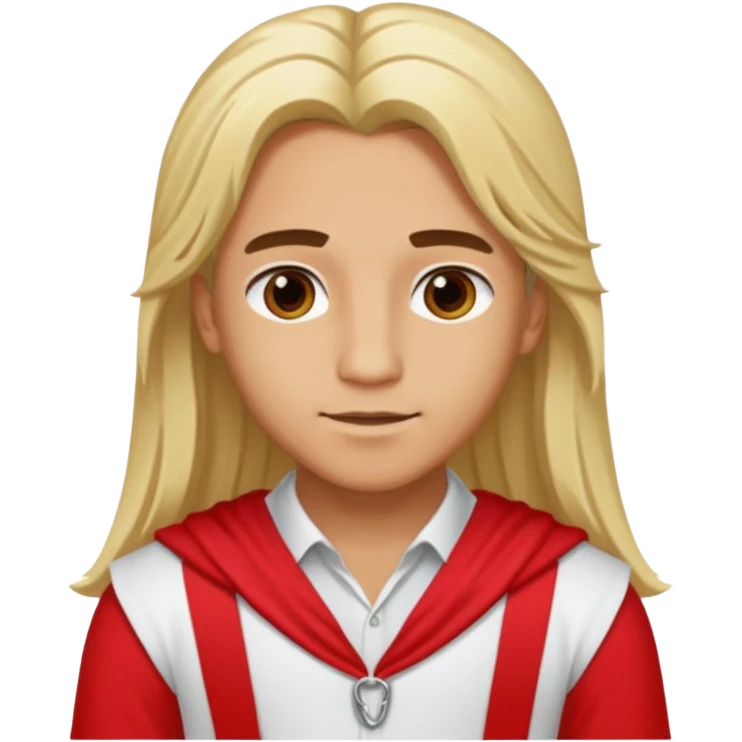 Adonis, Desire God from Rome Mythology with long blonde hair, red and white outfit, emoji