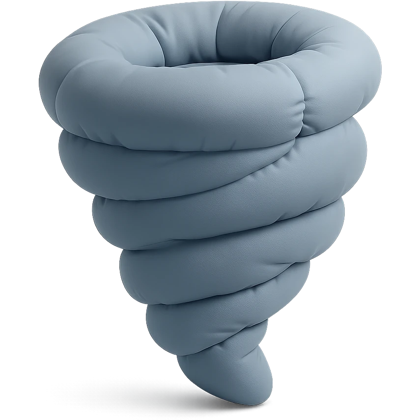 plush cushion tornado, stylized and cute emoji