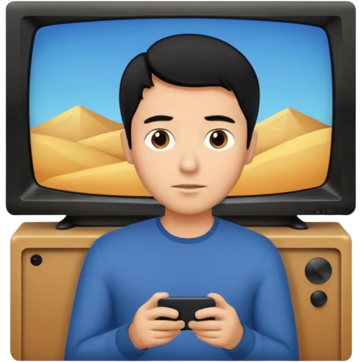 light black hair man watching TV emoji