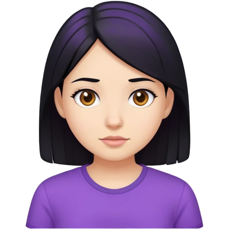fille cheveux noir avec une chemise violette emoji