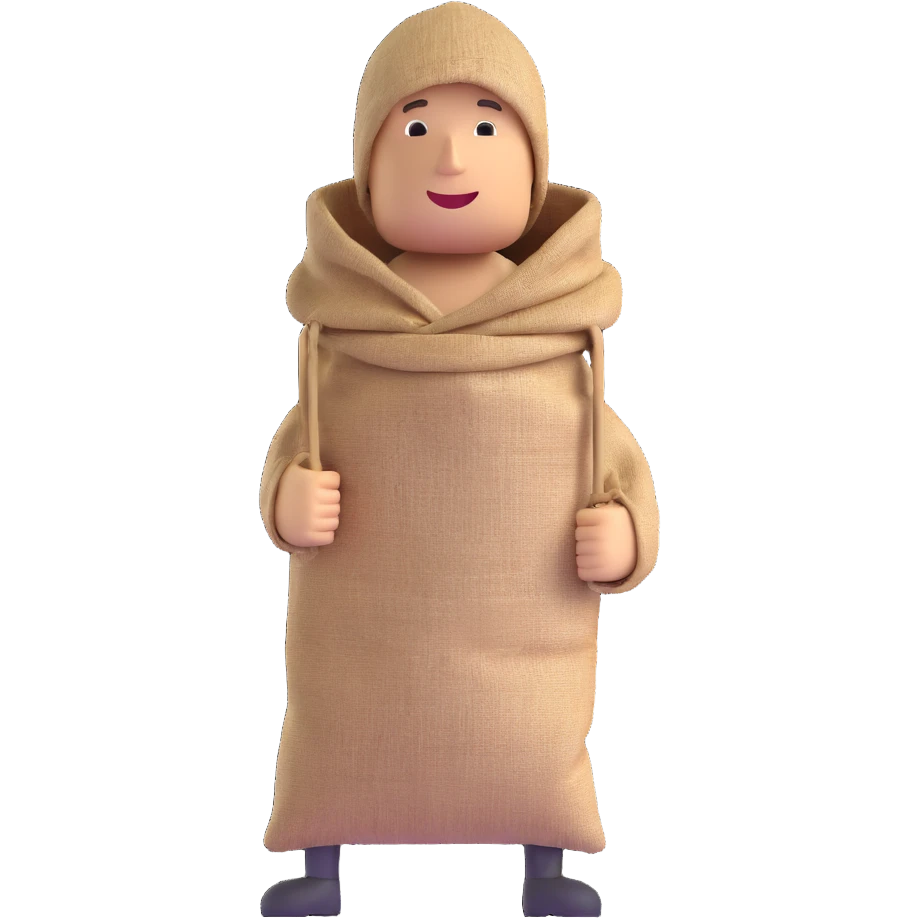 man with burlap sack over head full body emoji