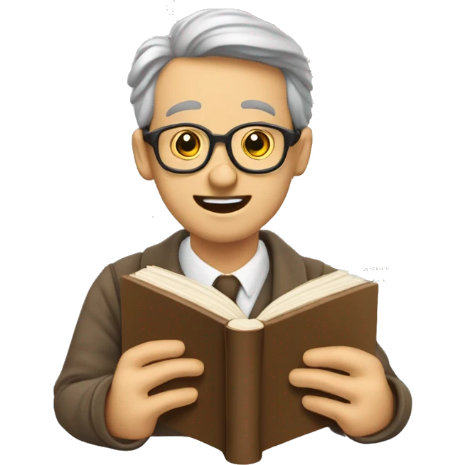 etudiant vieux lisant un livre emoji