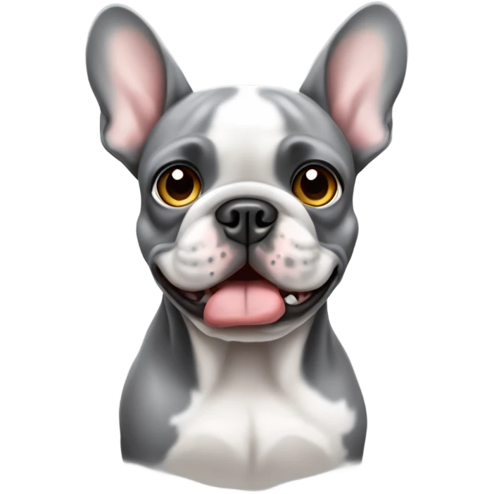 Merle French bulldog with half gray face emoji
