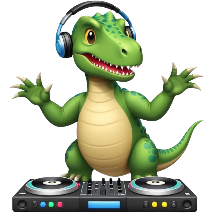 Dinosaurio músico DJ en un concierto  emoji