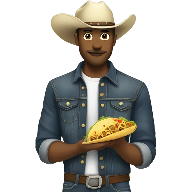 Whiter Cowboy eating a taco emoji