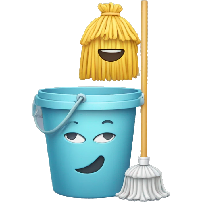 Mop with bucket and a waterpu emoji