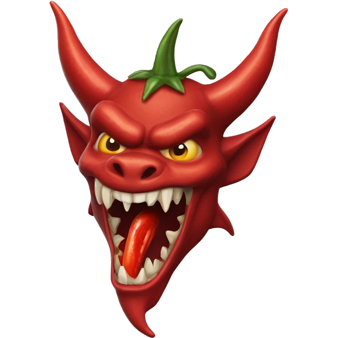 Headshot of New Jersey devil consuming hot pepper emoji