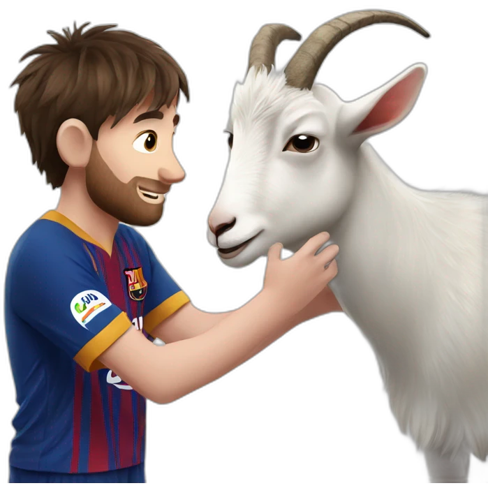 Messi petting a goat emoji