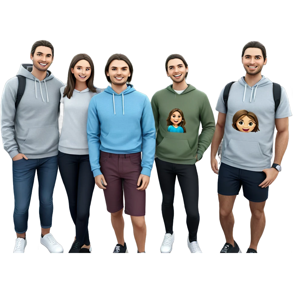 smiling girl among friends outside emoji