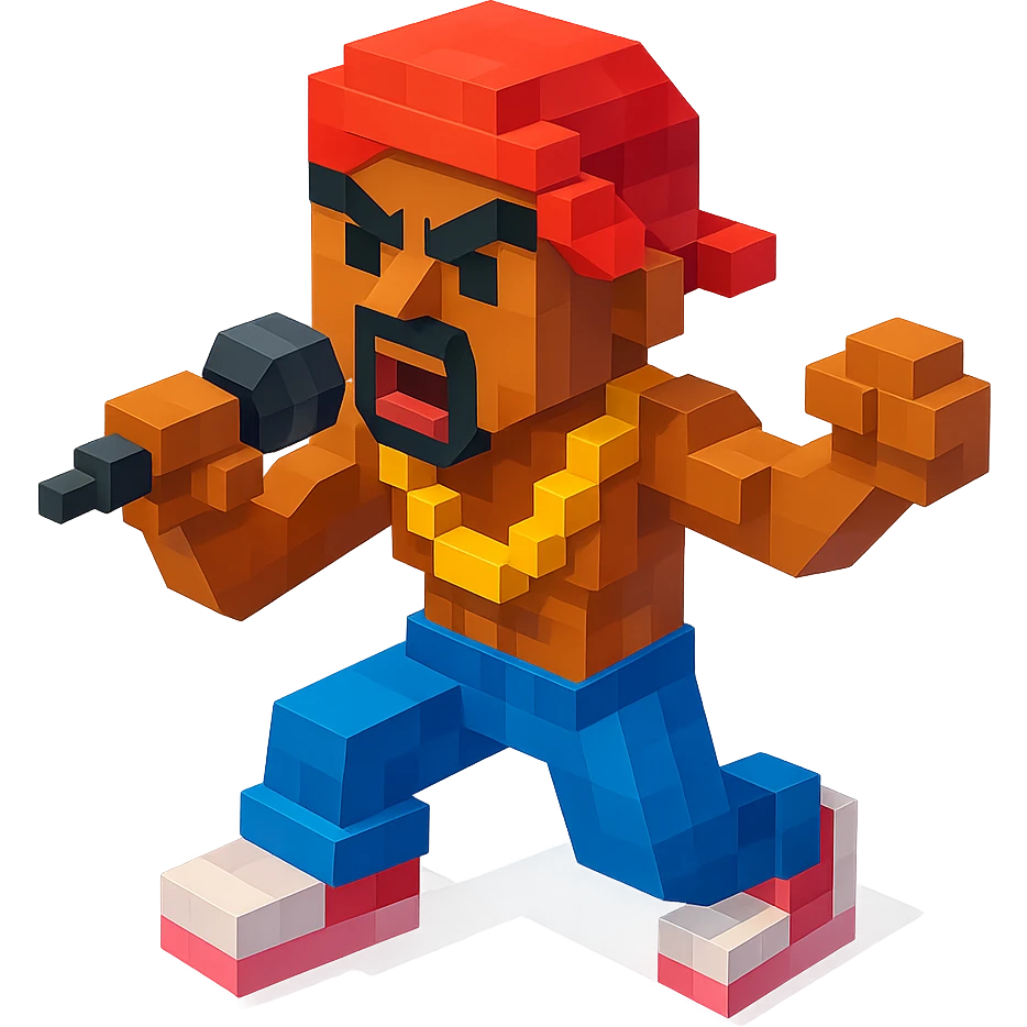 2Pac with a gold chain, dynamic pose, microphone in hand, intense expression emoji