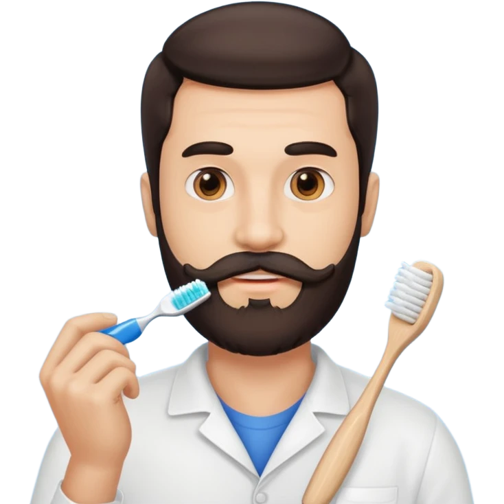 turn his beard into a tooth brush mushtache emoji