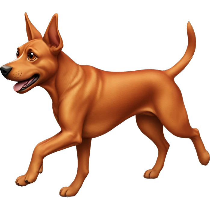 realistic solid red dog with pointed ears running emoji