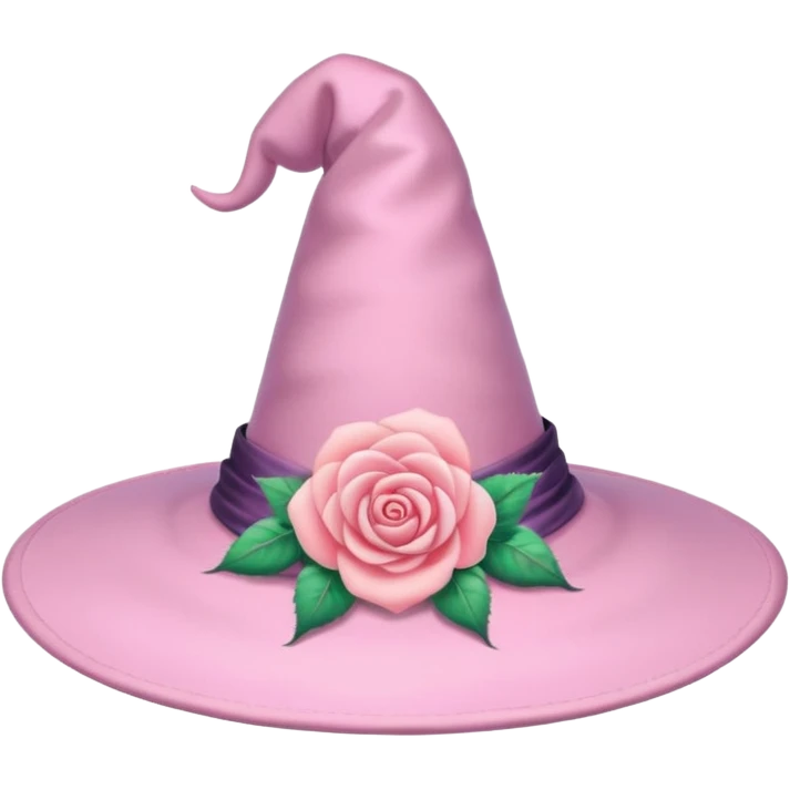 Pink Pastel Witch Hat With Rose emoji