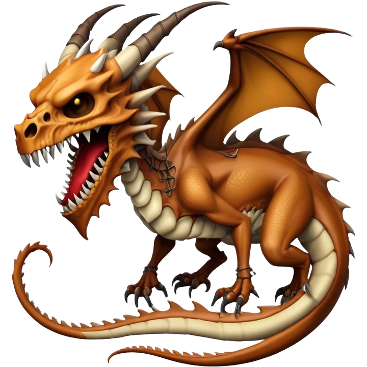 Dragon with a dragon-cadaver-skull face (full body) emoji
