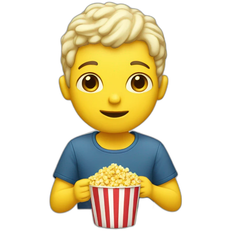 Yellow boy eating popcorns emoji