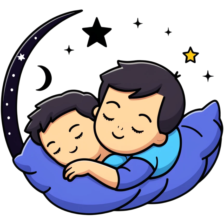 boy sleeping with ZZZ symbols floating above him with stars and crescent moon emoji